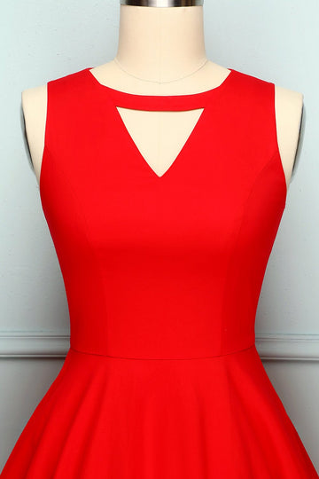 Vestito da altalena rosso degli anni '50